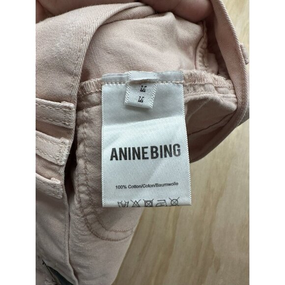 Anine Bing Cotton Shorts Soft Pink M Distressed Shorts Casual Cutoff Button Fly - Picture 4 of 10